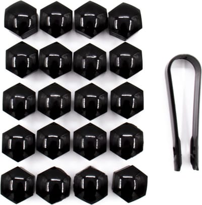 Wielmoerkapjes 19mm - Set van 20 stuks - Glans-zwart - Moer Cover Auto
