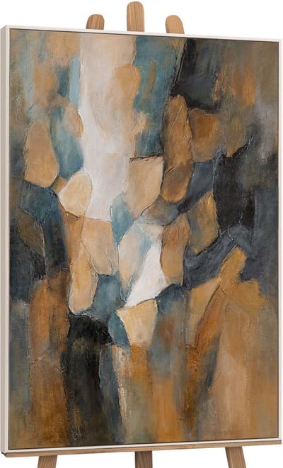 Canvas schilderij 120x80 cm handgeschilderd avondpalet – YS-Art Gallery – Lijst: Beige – Luxe wanddecoratie