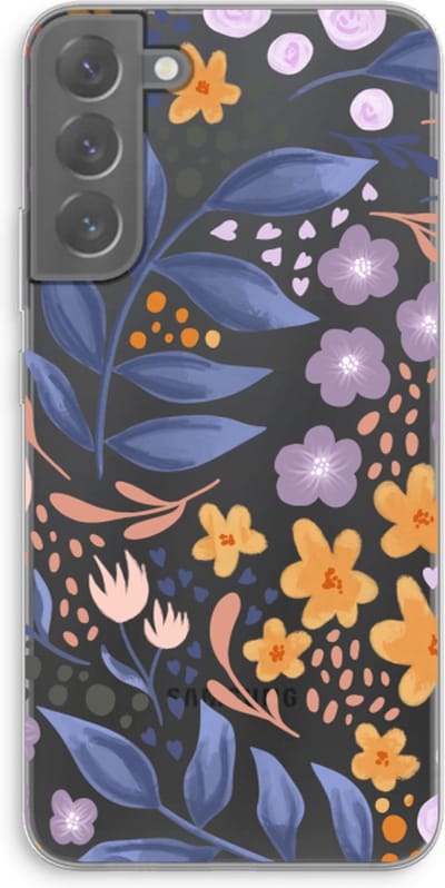 Case Company® - Hoesje geschikt voor Samsung Galaxy S22 Plus hoesje - Flowers with blue leaves - Soft Cover Telefoonhoesje - Bescherming aan alle Kanten en Schermrand