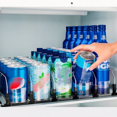 Dailygoody - Automatische drankduwer - Blikjes organizer - Zelfduwend - Zwart - Koelkast organizer - Voor 12 oz tot 20 oz blikjes - Geschikt voor