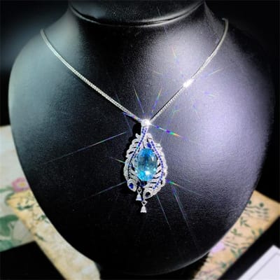 Echt 925 Sterling Zilver Blauwe Saffier Hanger Kettingen Voor Vrouwen Collares Mujer Zilver 925 Sieraden Saffier Topaz Joyas 45cm blauw