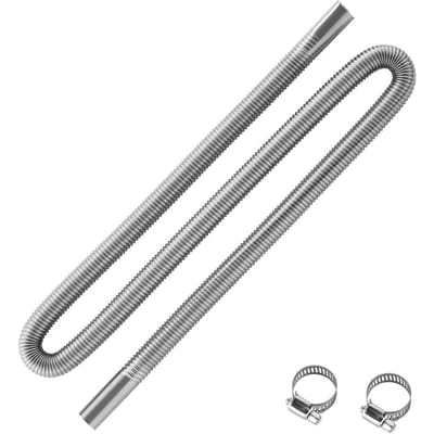 Tuyau d'échappement, Tuyau d'échappement en acier inoxydable de 1490 mm, Tuyau d'échappement flexible pour chauffage diesel avec 2 colliers de serrage, Kit de tuyaux d'échappement pour chauffage diesel