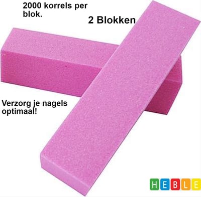 *** 2x Verzorg je nagels of kunstnagels - 2x Roze Nagel Buffer Blok / Bufferblok - Ontvetten en Opruwen van Natuurlijke Nagels" - van Heble® ***