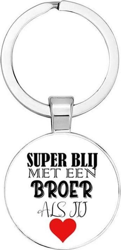 Akyol - Super blij met een broer als jij Sleutelhanger - Broer - Broertje - Familie - Gezin - Leuk kado voor je broer om te geven - 2,5 x 2,5 CM