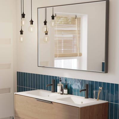 Ben Oblon Spiegel - met LED Verlichting en Anti-condens 120x80 cm - Mat Zwart - Wandspiegel voor Badkamer - Badkamerspiegel
