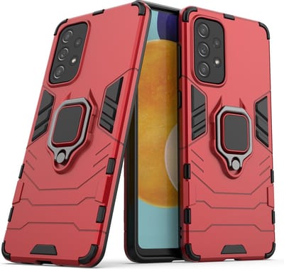 MobyDefend Hoesje - Geschikt voor Samsung Galaxy A73 - Dubbelgelaagde Pantsercase Met Standaard - Rood