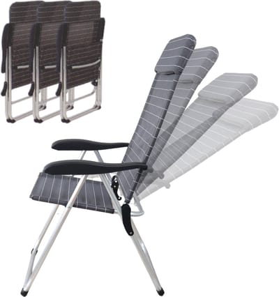 HIXA Verstelbare Tuinstoel - Campingstoel - Standenstoel - 4 stuks - Klapstoel - Vouwstoel - Grijs - Aluminium