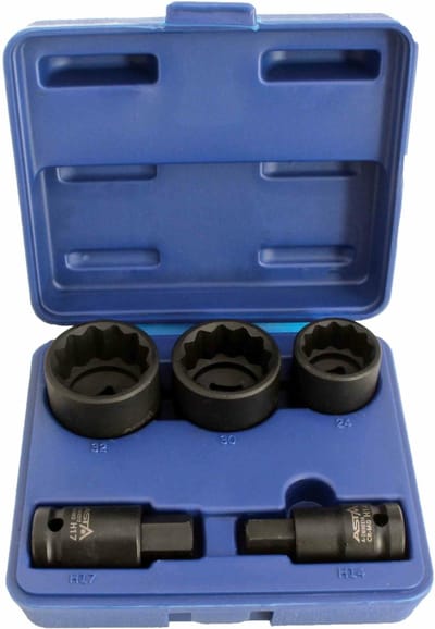 Aandrijfas doppenset - 24mm - 30mm - 32mm - Krachtdoppen - 12 kant dop - slagdop ASTA