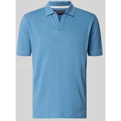 regular fit poloshirt van mix van katoen en linnen