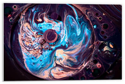 Forex - Paars/Blauwe Verfvlekken - 60x40cm Foto op Forex