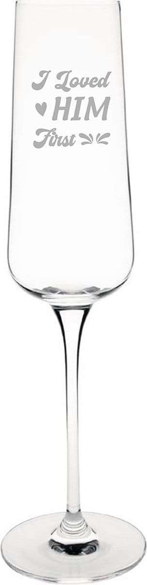 Gegraveerde Champagneglas 27cl I loved him first