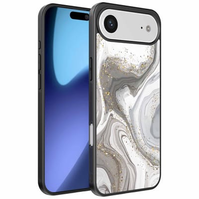 Geschikt voor iPhone Air Telefoonhoesje met marmer opdruk - TPU backcover case marble design - Zilver - Smartphonica geschikt voor iPhone 17 Air