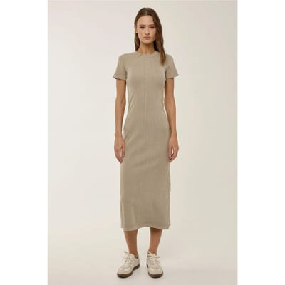 Korte Mouwen Crew Neck Midi Jurk