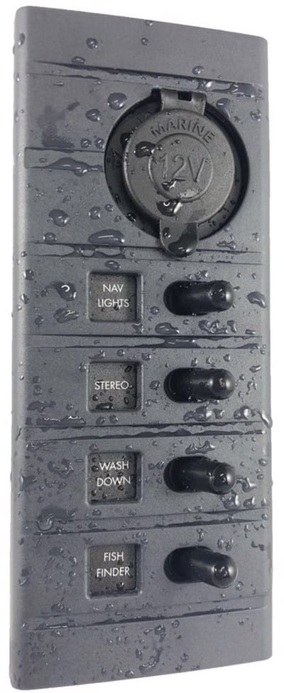 Connex 4-voudig 12V Schakelpaneel met zekeringen, verlichting en plug
