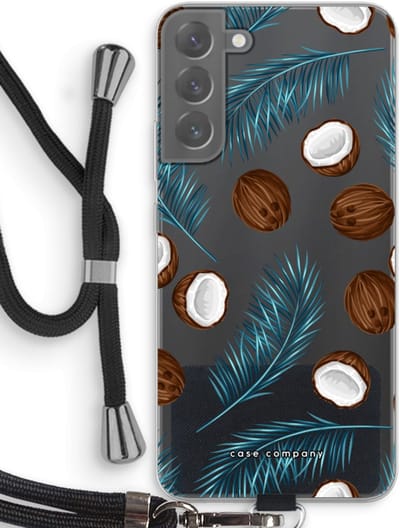 Case Company® - Hoesje met koord geschikt voor Samsung Galaxy S22 Plus hoesje met Koord - Kokosnoot - Telefoonhoesje met Zwart Koord - Bescherming aan alle Kanten en Over de Schermrand