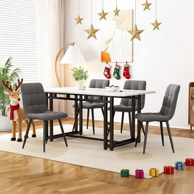 MODFU Eettafel Lichtgewicht Luxe 120x70 cm | Moderne MDF tafel met zwarte metalen poten, eetkamer