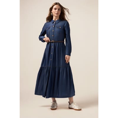 Oltre Tencel Shirt Dress Blue Size: 36 | Maxi Dresses Outlet | Dames | Blauw