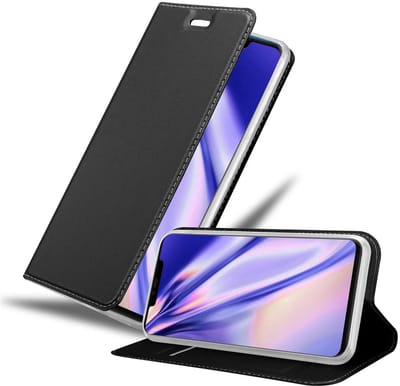 Cadorabo Hoesje geschikt voor Huawei MATE 20 PRO in CLASSY ZWART - Beschermhoes met magnetische sluiting, standfunctie en kaartvakje Book Case Cover Etui