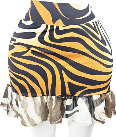 BamBella ® - rok - Maat Onesize - Feest glitter kort jurkje mini bruin geel zebra print