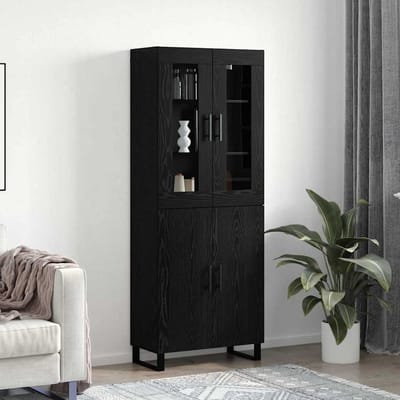 vidaXL - Highboard - 2 - st - Zwart - eiken - 69,5 - x - 34 - x - 180 - cm - Bewerkt - hout