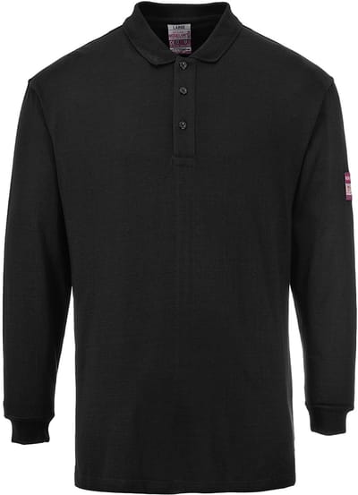 Portwest Vlamvertragende Modaflame Antistatische lange mouw Polo Shirt FR10 - Zwart - L