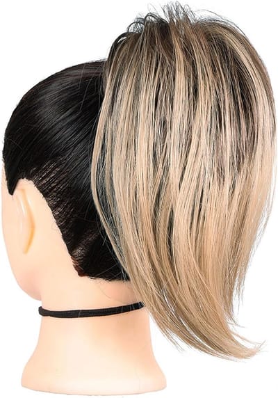 Ponytail Extension met Claw Clip, Korte Steile Haarstuk voor een Messy Bun, Natuurlijke Synthetische Haarstukken voor Vrouwen