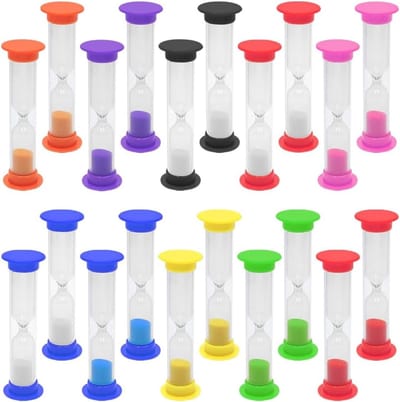 Mini Zandlopers Set van 20 Stuks voor Kinderen - 1 Minuut Timer voor Tandenpoetsen, Spellen en Educatieve Activiteiten, Kleurrijke Decoratie voor Thuis en Kantoor