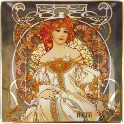 Goebel - Alphonse Mucha | Schaal Dagdromen | Porselein - 12cm - met echt goud