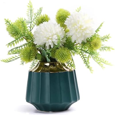 Kunstbloemen met vaas - Nep bloemen set - Huis decoreren - Zijden doek realistisch - 12x25cm - C