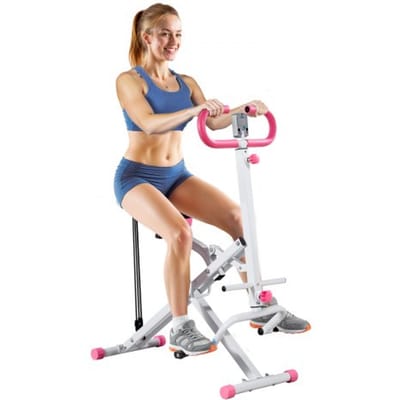 VEVOR Squat Machine voor diepe squats, opvouwbare trainingsapparatuur, glute trainer met 5-standen verstelbare zitting, thuistrainingsapparatuur voor bilspieren en benen, glute machine wit + roze