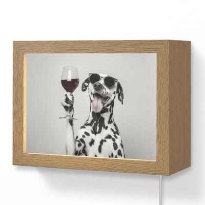 Wandlamp 20x15 cm - Oplaadbaar - Zonnebril - Dalmatiër - Wijnglas - Tong - Wandlampen binnen woonkamer - Slaapkamer lamp met kabel - Decoratieve nachtlamp - Vloerlamp snoer