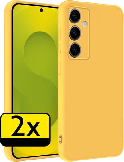 Hoesje - 2 Stuks - Geschikt voor Samsung Galaxy S25 - Sterk & Shockproof - Case Siliconen - Back Cover - Telefoon Hoes - Telefoonhoesjes - Geel