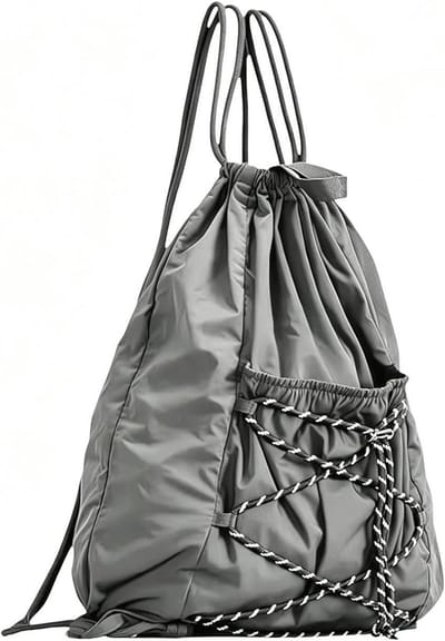 Gym Koord Tassen - Opbergrugzak Trekkoord - Sport Training - Waterdicht Nylon Materiaal - 48x40x5 cm - Grijs