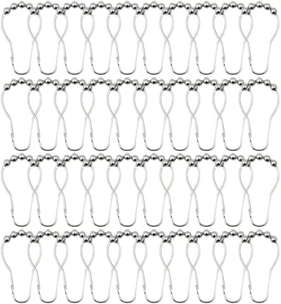 Dailygoods- Douchegordijnhaken 40 Stuks - Roestvrij Staal - Antiroest - Glijdende Ringen - Badkamergordijnen - 4,2 x 7,4 Cm - Gordijnringen