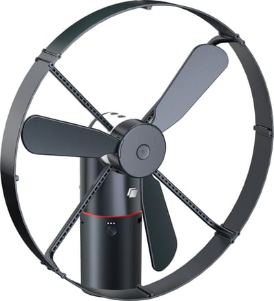 Caliber Draadloze ventilator - Kantelbaar en Draaibaar - Fluistertil en krachtig - 2 Standen - Inclusief LED Lamp - 15.000 mAh Accu meegeleverd (CPS-FAN-P)