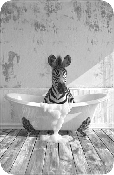 WC mat 40x60 cm - Antislip - Zebra - Wilde dieren - Vintage - Zwart - Wit - Toiletmat - Vloermat - Douchemat - Toilet tapijt - Toiletmatten