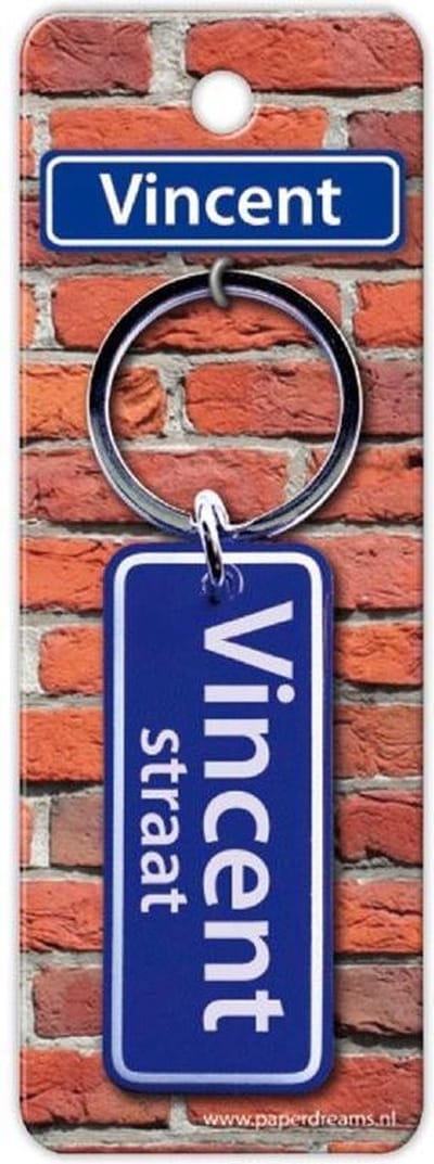 Paper Dreams Sleutelhanger Straatnaam Vincent 9 Cm Staal Blauw