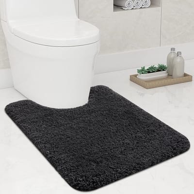 Zachte antislip mat voor toilet met uitsparing 51 x 61 cm - Donkergrijs