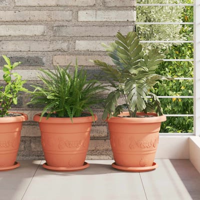 vidaXL Plantenpotten 6 st Baksteenrood Ø 26 x 21.5 cm Kunststof