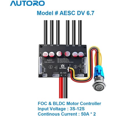 Autoro Dual ESC V6.7 BLDC FOC Motor Speed Controller 12S 100A Sparkless VESC V6 voor DIY Elektrische Skateboard Scooter ebike Robot