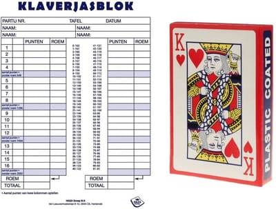 Klaverjas speelset - scoreblok spel - 50 vellen - met 2x pakjes speelkaarten