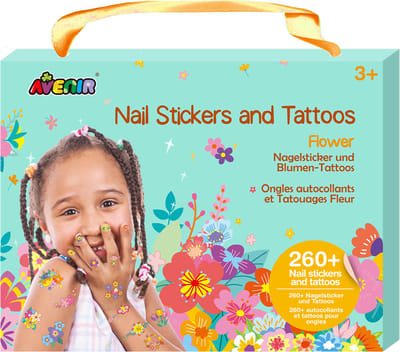 AVENIR Nagelstickers En Tattoos - Bloemen - 260+ Stuks - Makkelijk Verwijderbaar - 3 Jaar