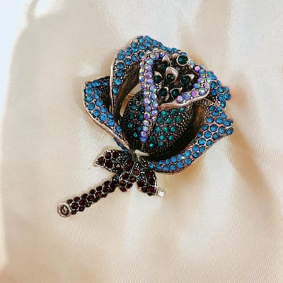 Hanger Vintage Roos Bloem Vrouwen Broche Speld Roze Strass Kristal gray