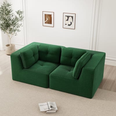 DESMIU Hoekbank 208 x 104 x 69 cm - Modulair En Configureerbaar Zonder Frame - Voor Woonkamer En Slaapkamer - Cord Groen