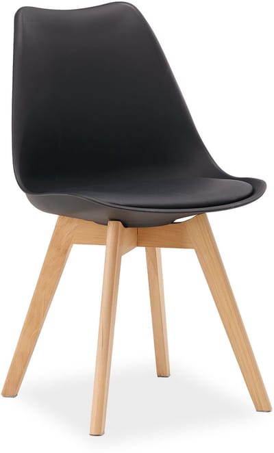 Homestyle4u Eetkamerstoel van Hout en Kunststof - Keukentoel - Zwart