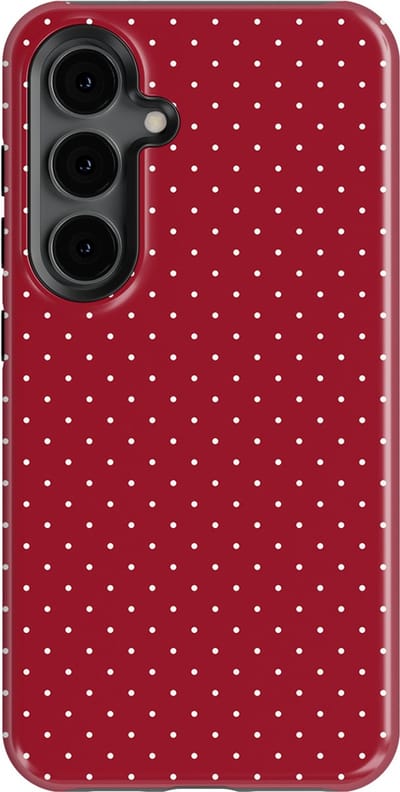 Micro Dots Tough Hoesje Samsung Galaxy S24 | Geschikt Voor Mag | Stippen Motief Backcover Samsung Galaxy S24 Red Velvet