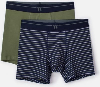 Woody duopack boxershort heren – kaki/donkerblauw - gestreept - 232-12-QLC-Z/055 - maat XXL