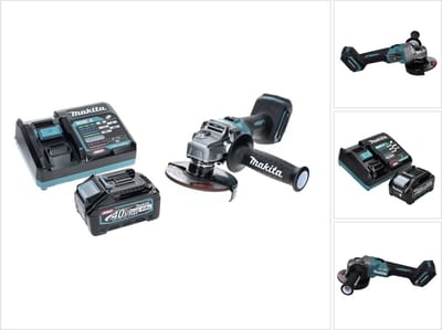 Makita GA 005 GM1 Accu haakse slijper 40 V max. 125 mm Borstelloos XGT + 1x oplaadbare accu 4.0 Ah + lader
