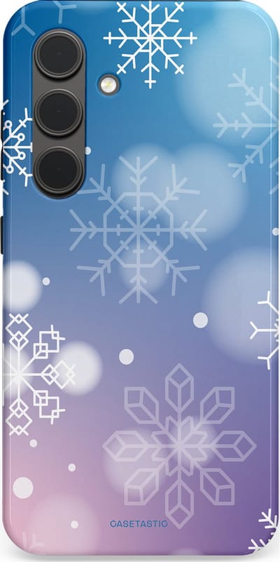 Casetastic hoesje geschikt voor Samsung Galaxy S24 - Dubbellaagse bescherming - Winterse Sneeuwvlokken - Fashion Case - Lichtblauw Lavendel Lichtgrijs Lichtroze