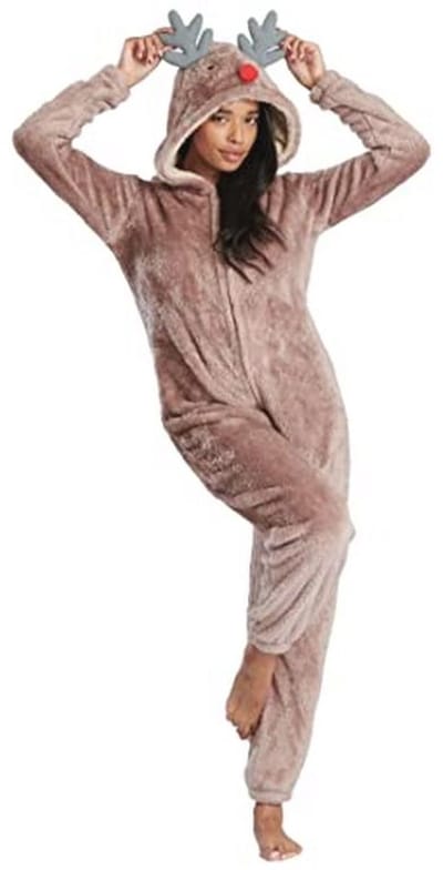 Dames Onesie van Zacht Fleece met Capuchon en 3D Dierenprint